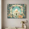 Taj Mahal - Ramadan - Bloemen - Islamitische Textielframe zwart klein -sfeer2
