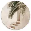 Palmboom - Schaduw - Trap - Beige Wandcirkel kunststof plaat 5mm dik klein -3d