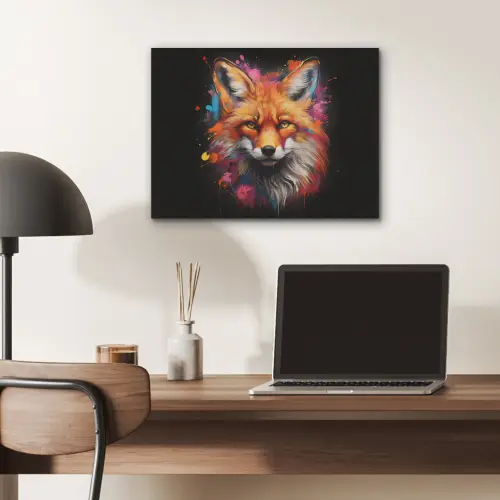 Graffiti - Vos - Zwart - Pop art PET vilt klein -sfeer5