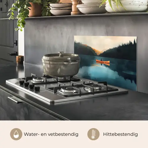 Bossen - Meer - Kano - Oranje keuken achterwand spatscherm klein -usp_NL