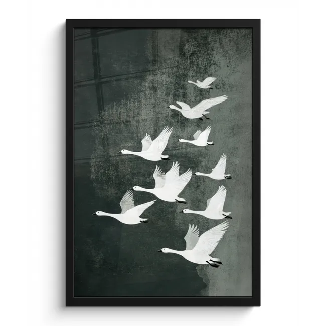 Poster met lijst - Vogel - Japandi - Groen