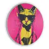 Kat - Art - Zonnebril - Roze Akoestische PET Vilt - Rond klein -3d