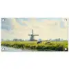 Koeien - Windmolen - Weide - Blauw tuinposter los doek klein -3d