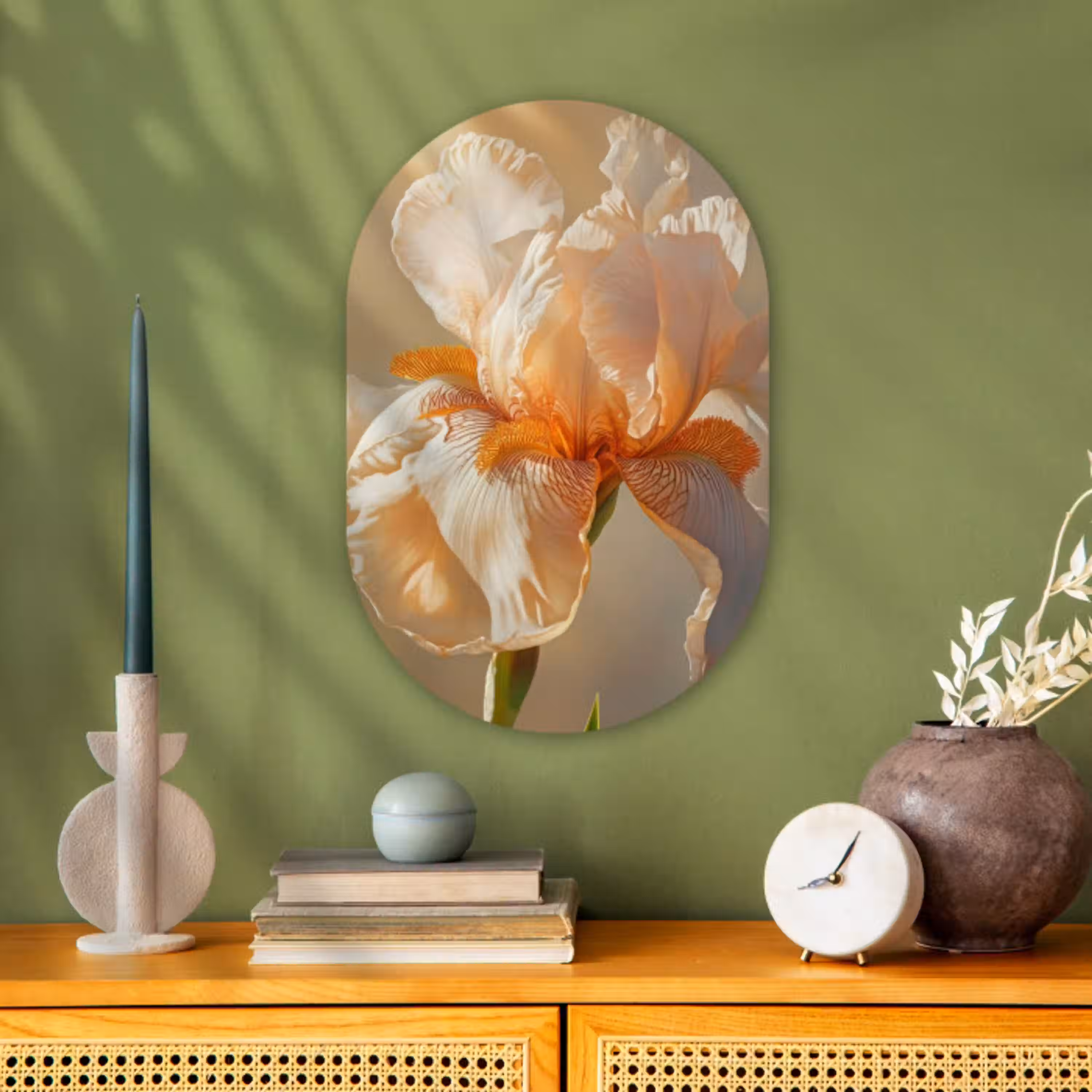 Close up - Oranje - Iris Wandcirkel Ovaal Forex klein -sfeer2