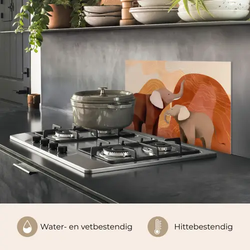 Olifanten - Oranje - Abstract keuken achterwand spatscherm klein -usp_NL