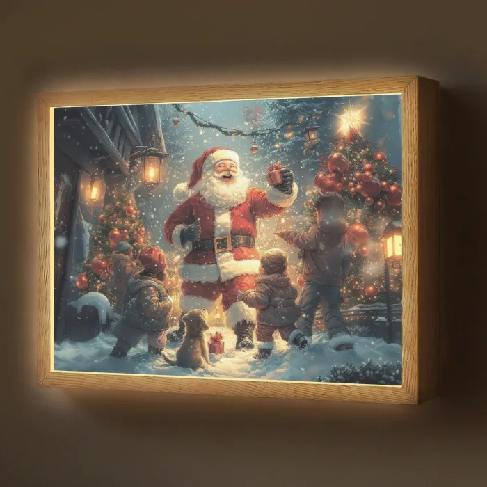 Kerstvreugde - Sneeuw - Kleurrijk Light Box met batterij (Wandlamp) middel -z3d_website