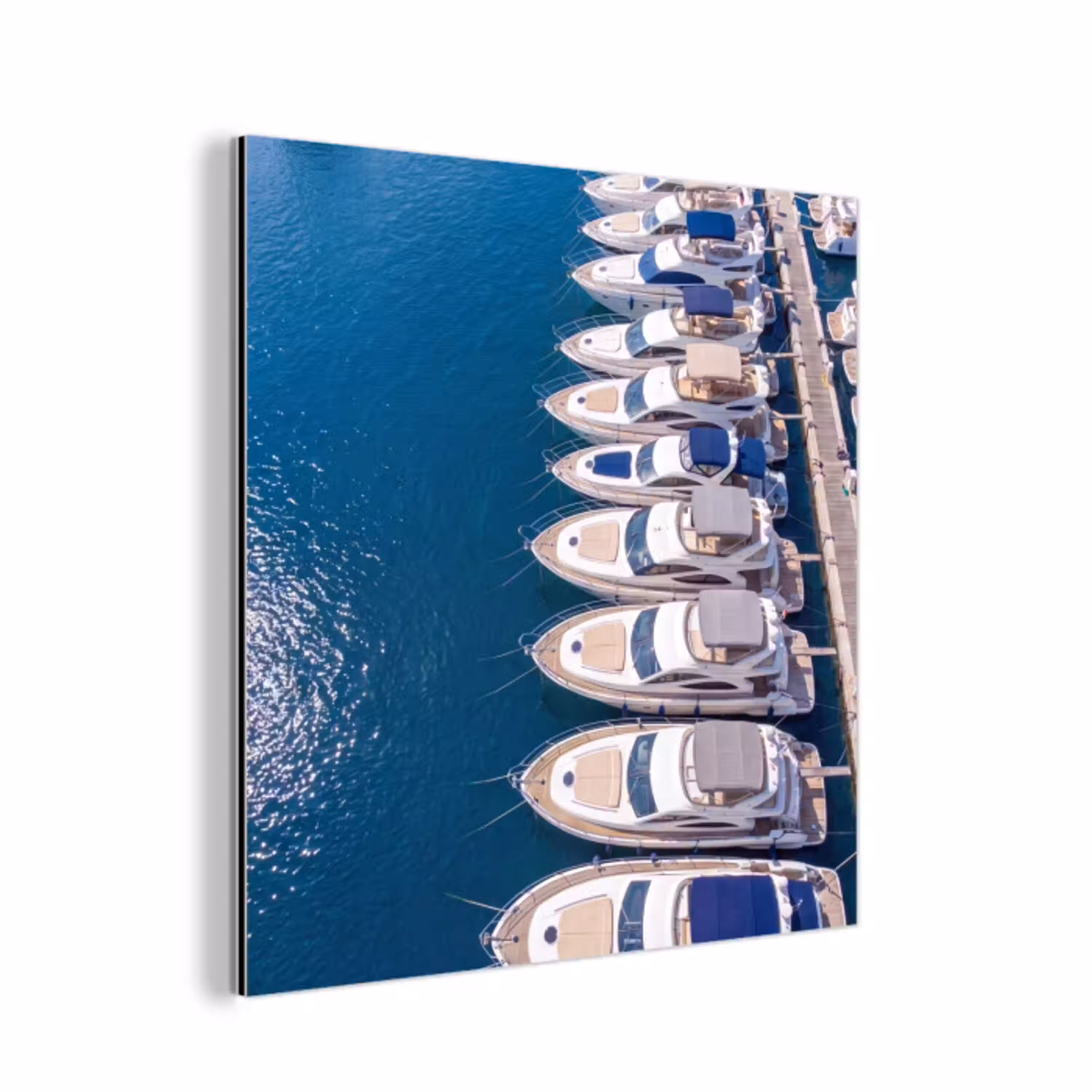 Boot - Jachthaven - Water - Zomer - Blauw aluminium wit klein -3d