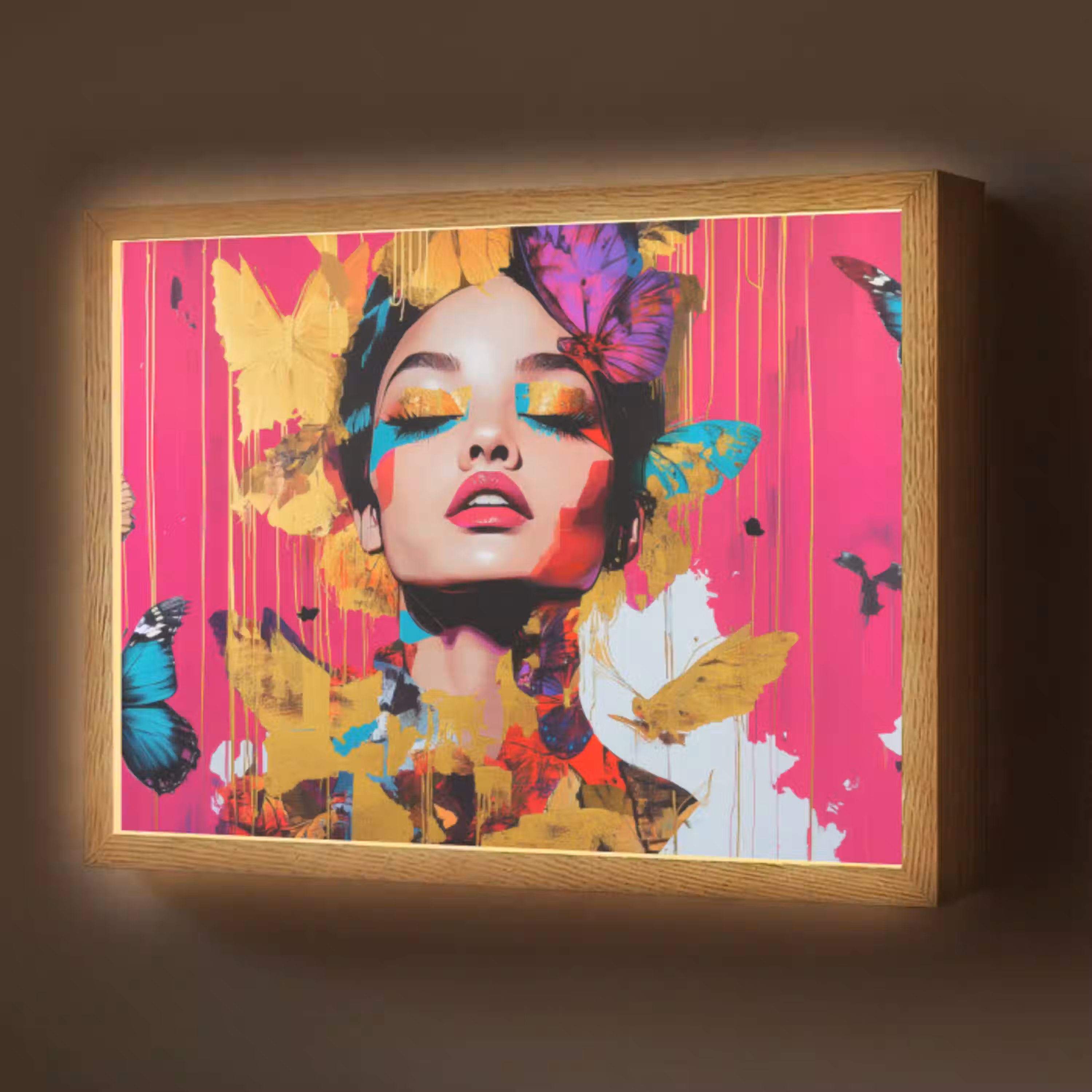 Vrouw - Abstract - Kleurrijk Light Box met batterij (Wandlamp) middel -z3d_website