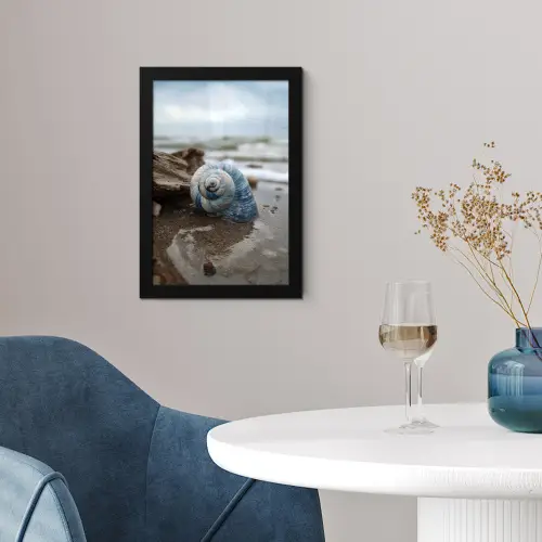 Schelp - Strand - Blauw - Zee fotolijst zwart zonder passe partout klein -sfeer4