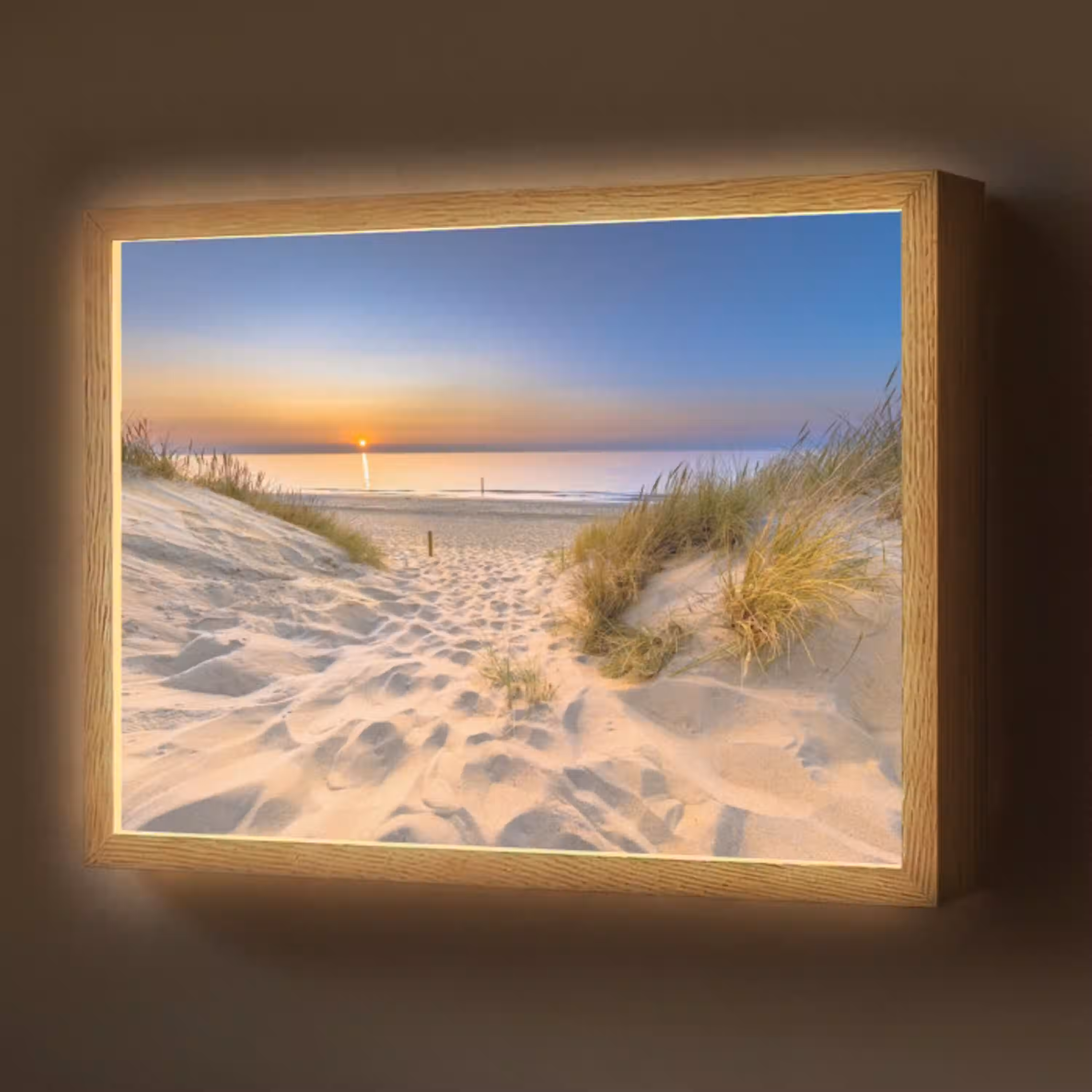 Duin - Zonsondergang - Horizon - Strand - Gras Light Box met batterij (Wandlamp) middel -z3d_website