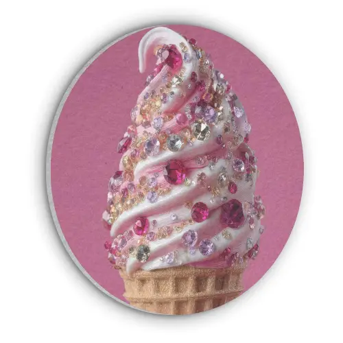 Softijs - Edelstenen - Roze - Hoorntje Akoestische PET Vilt - Rond klein -3d