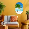 Palmboom - Strand - Zee - Zomer Wandcirkel Ovaal Forex klein -sfeer4