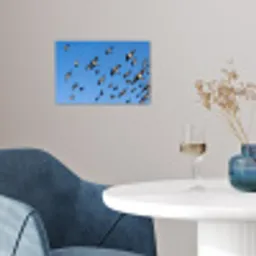 Zwaluwen - Vliegen - Blauw poster papier klein -sfeer3