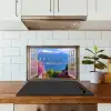 Doorkijk - Berg - Landschap - Uitzicht - Meer keuken achterwand spatscherm klein -sfeer2