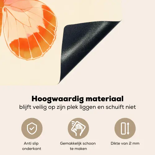 Oranje - Vlinder - Minimalistisch Inductie beschemer met haakjes klein -ky-onderkant-nl