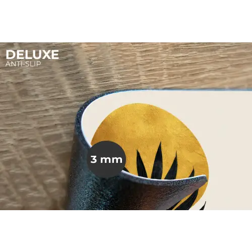 Zwart palmblad - Gouden cirkel - Beige achtergrond Placemat vinyl groot -closeup