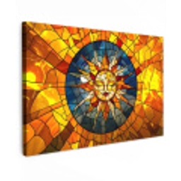 Mozaïek - Zon - Geel - Cirkel Tuinposter op houten frame 2 cm dik klein -3d