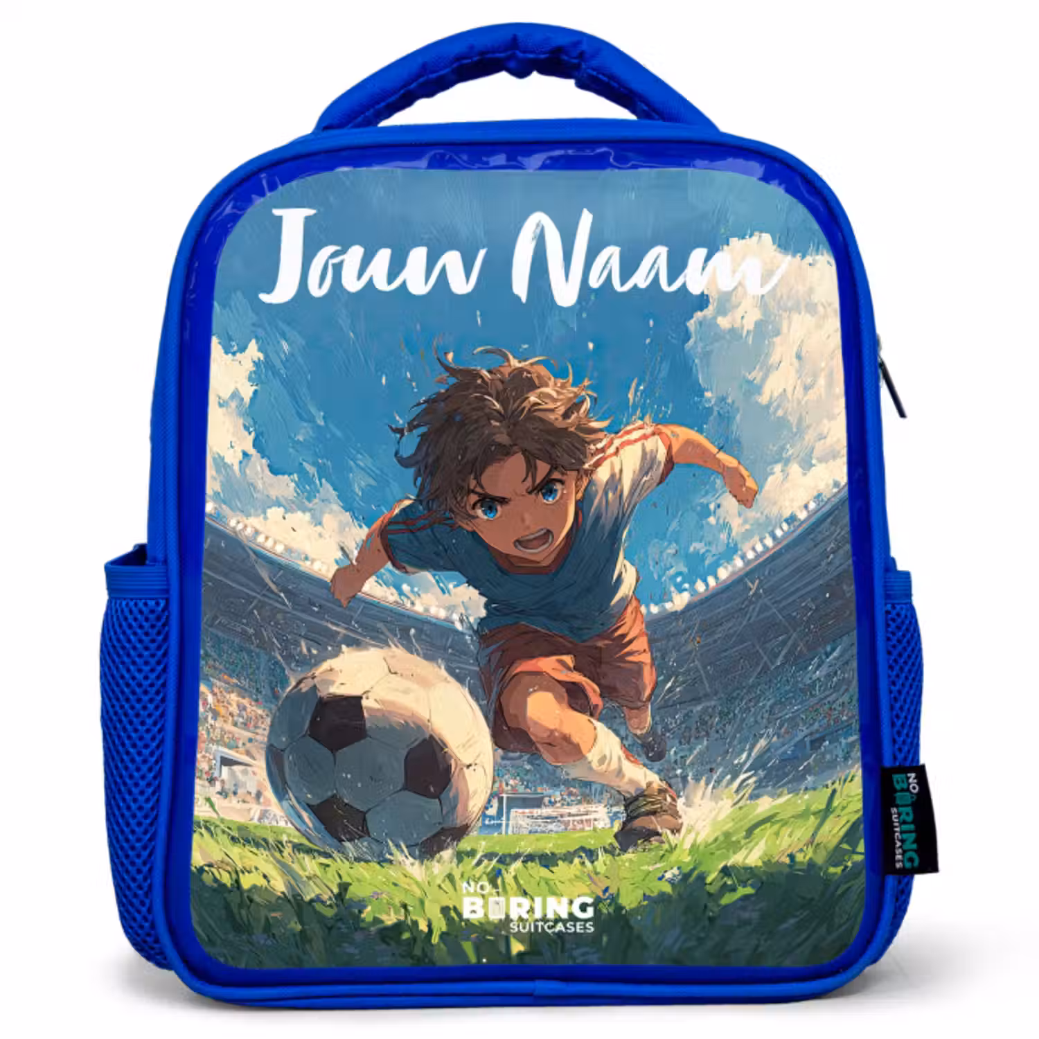 Kinderrugzak met naam - Blauw - Stadion - Voetbal - Jongen