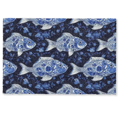 Vissen - Bloemen - Blauw Deurmat klein 898 -zkaufland3d