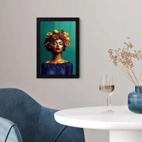 Vrouw - Hoodtooi - Tropisch - Fruit - Druiven fotolijst zwart zonder passe partout klein -sfeer4