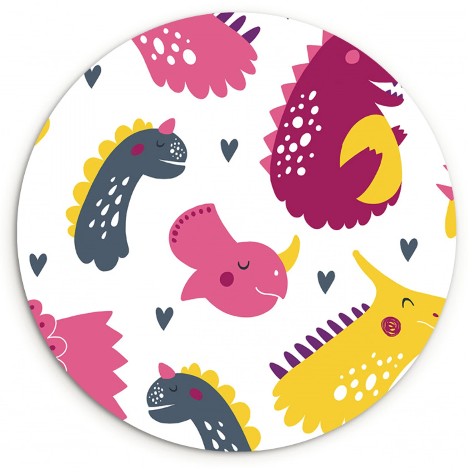 Dino - Patronen - Kind - Roze - Meisjes Wandcirkel kunststof plaat 5mm dik klein -3d