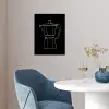 Mokkapot - Zwart - Wit - Lijntekening poster papier klein -sfeer3