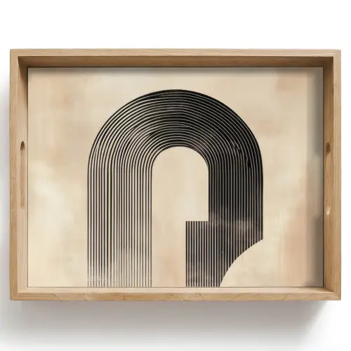 Boog -  Strepen - Minimalistisch - Zwart Dienblad Rechthoek middel -z3d_shopping