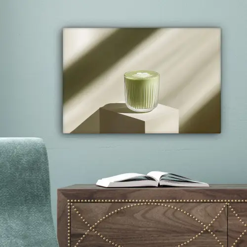 Matcha - Glas - Groen - Minimalistisch canvas 2cm klein -sfeer4