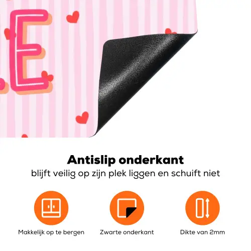 Amore vita sole - Roze - Hartjes Inductie beschermer vinyl 3mm klein -zzzzzzz-td-onderkant