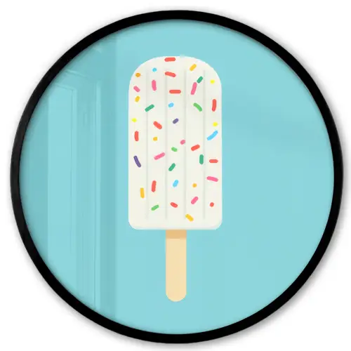 Ijsje - Stokje - Sprinkles - Lichtblauw Fotolijst rond zonder passe partout klein -3d