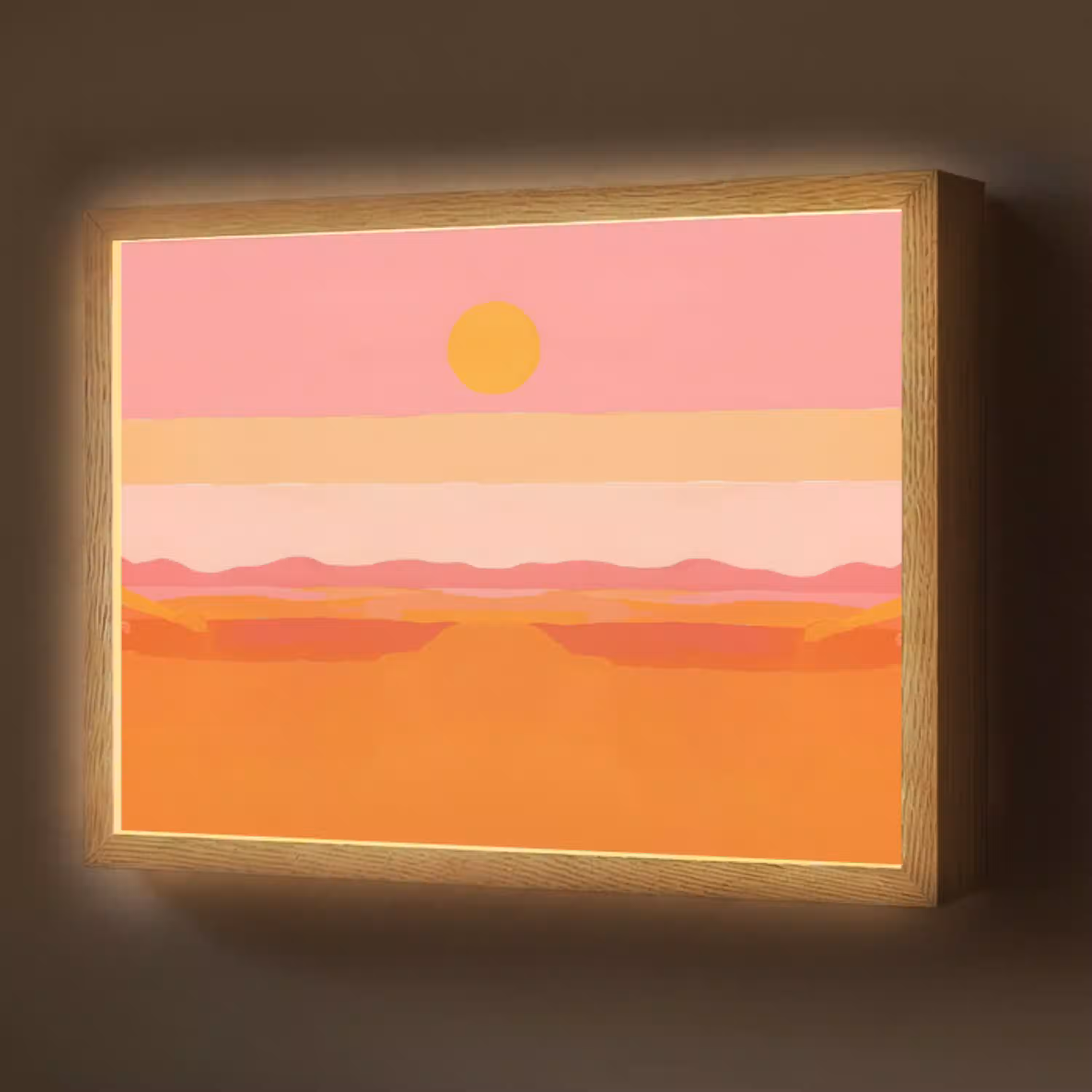 Zon - Abstract - Landschap - Oranje Light Box met batterij (Wandlamp) middel -z3d_website