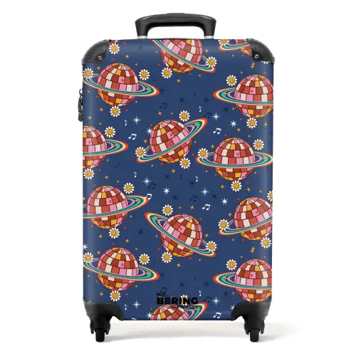 Retro disco regenbogen patroon kleurrijk NBS - Handbagage koffer - Kinderen Unisex middel -productfoto_recht
