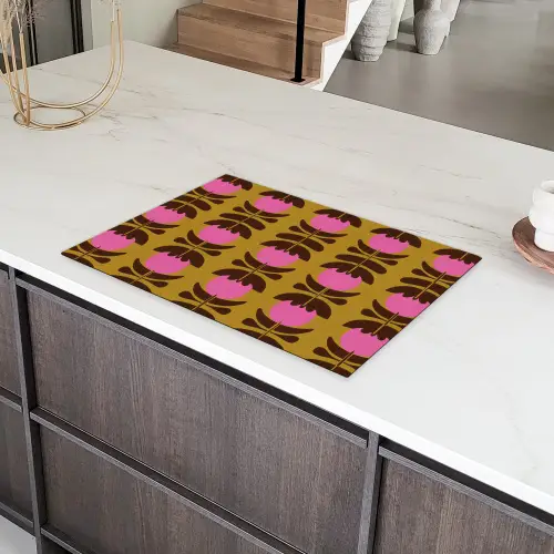 Abstract - Bloemen - Roze Inductie beschermer vinyl 3mm klein 276 -sfeer8