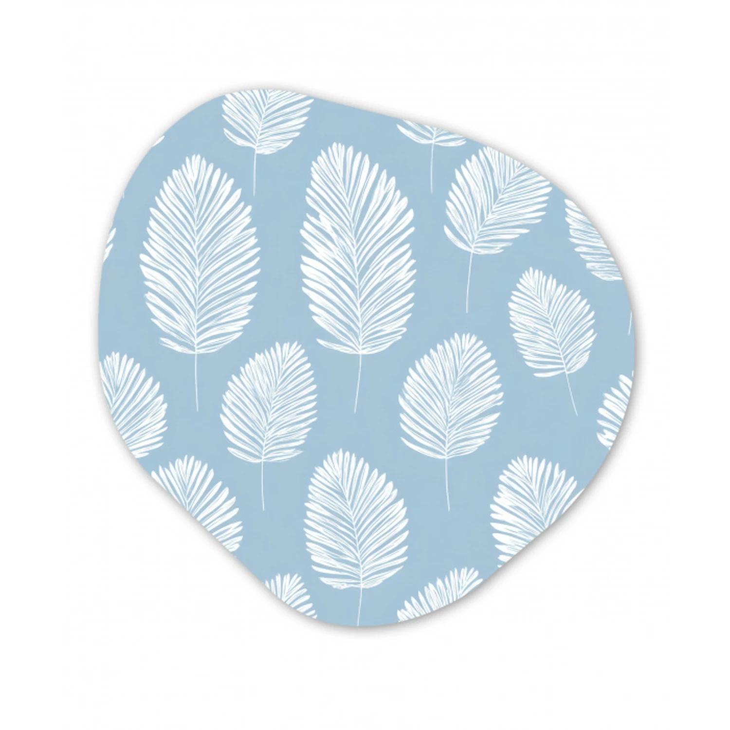 Palmbladeren - Naadloos - Patroon - Pastelblauw Wandcirkel Organisch Forex 3mm klein 629 -3d
