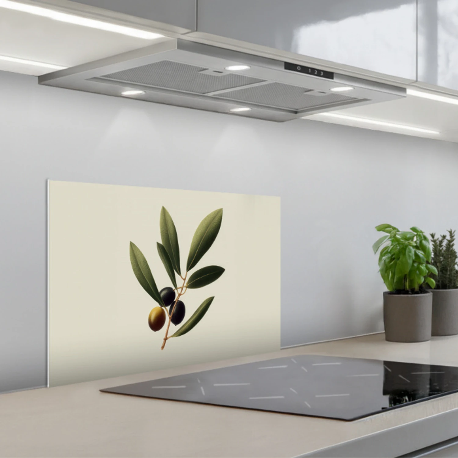 Olijftak - Donkergroen - Olijven keuken achterwand spatscherm klein -3d_schuin