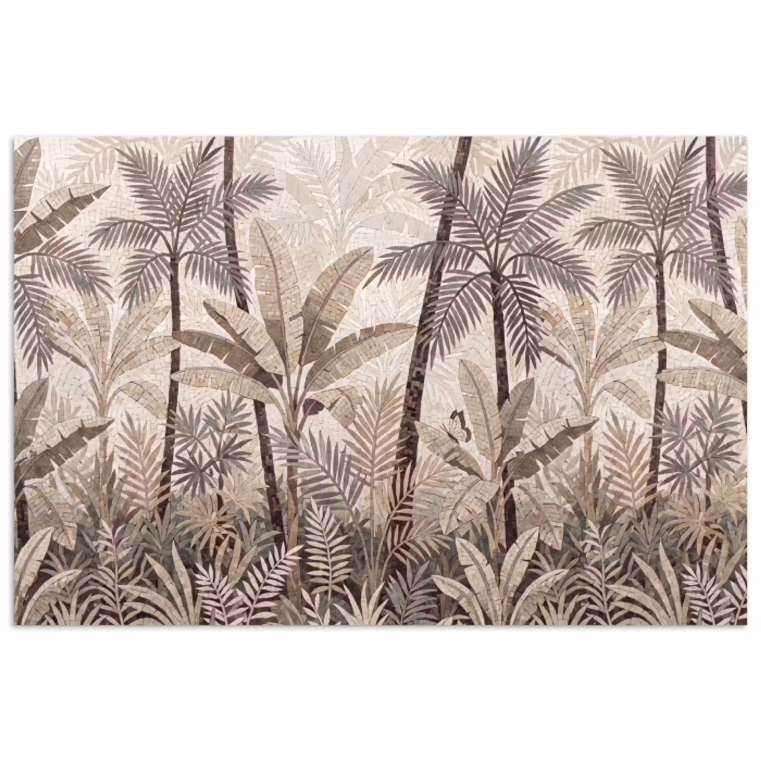 Natuur - Bladeren - Landschap - Mozaïek - Beige poster papier klein -3d