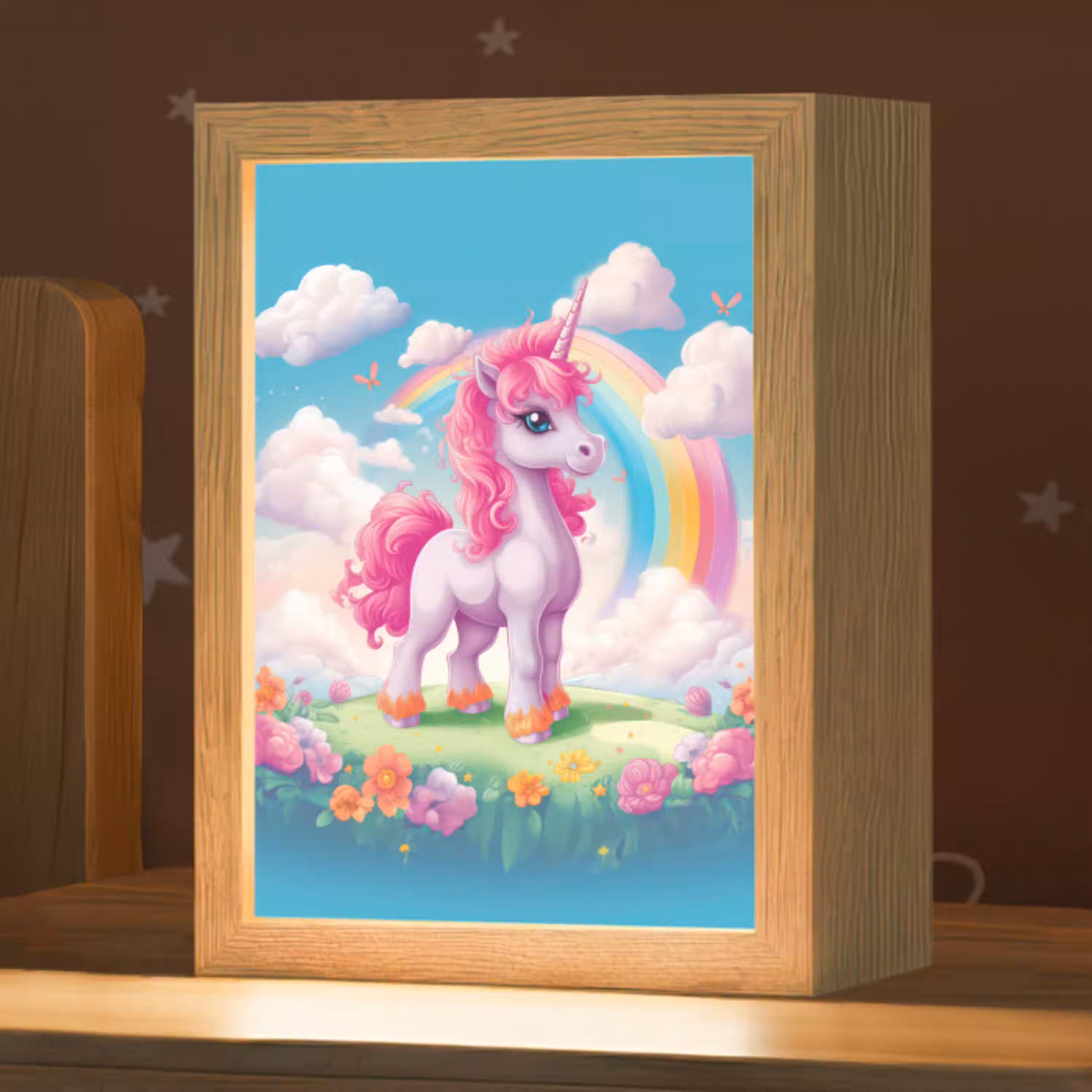 Unicorn - Meisjes - Bloemen - Regenboog - Eenhoorn Light Box met kabel klein -zzz_3d_website