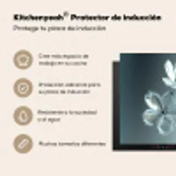 Kristal - Bloemen - Grijs Inductie beschermer vinyl 3mm middel -zzsfeer2_SP