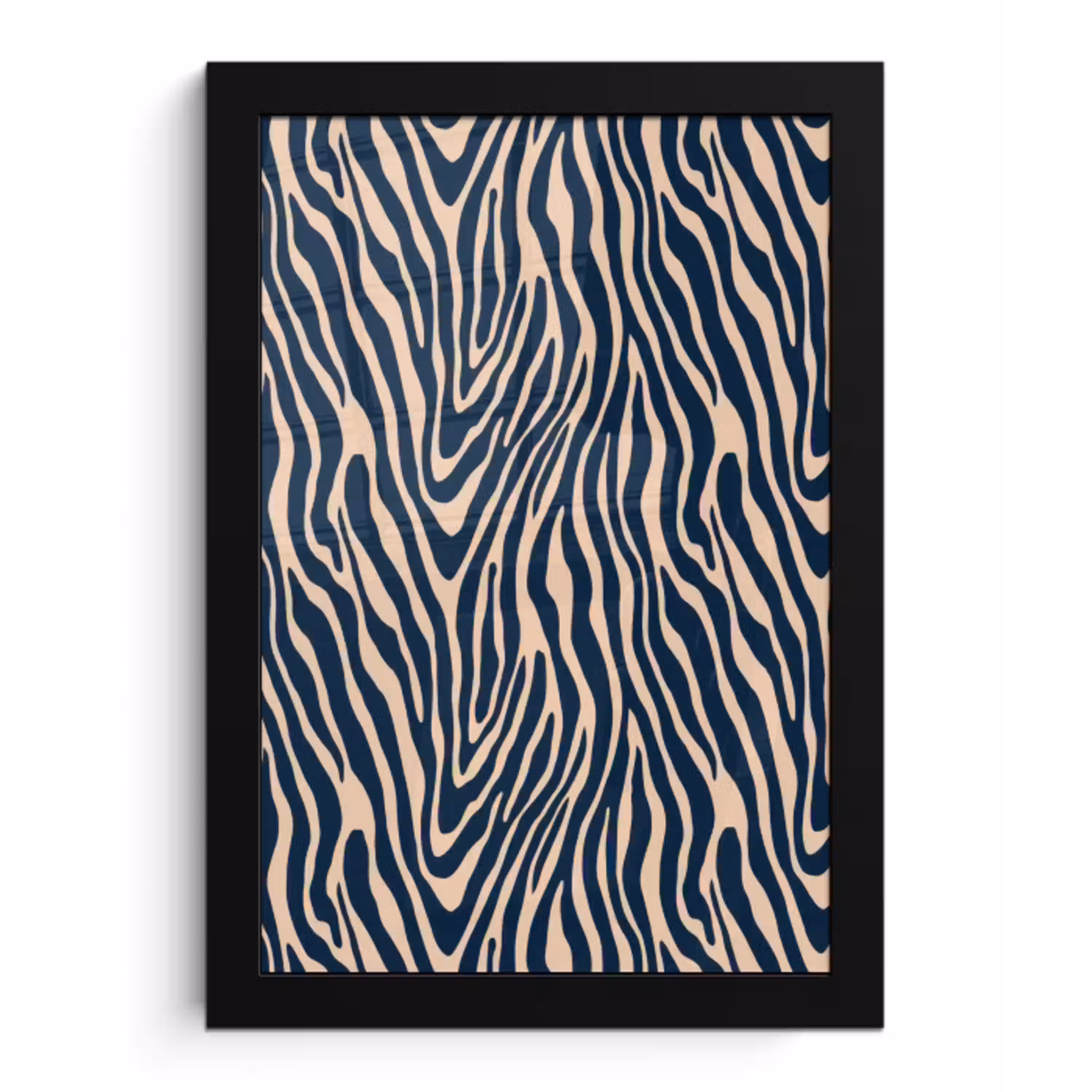Zebra - Patroon - Blauw - Beige fotolijst zwart zonder passe partout klein 224 -3d