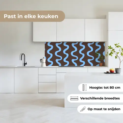 Kronkelende lijnen - Blauw - Bruin - Minimalistisch keuken achterwand 2 middel 871 -sfeer4_NL
