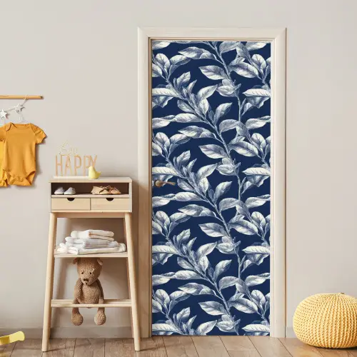 Botanisch - Patroon - Blauw deurposter klein 289 -sfeer4