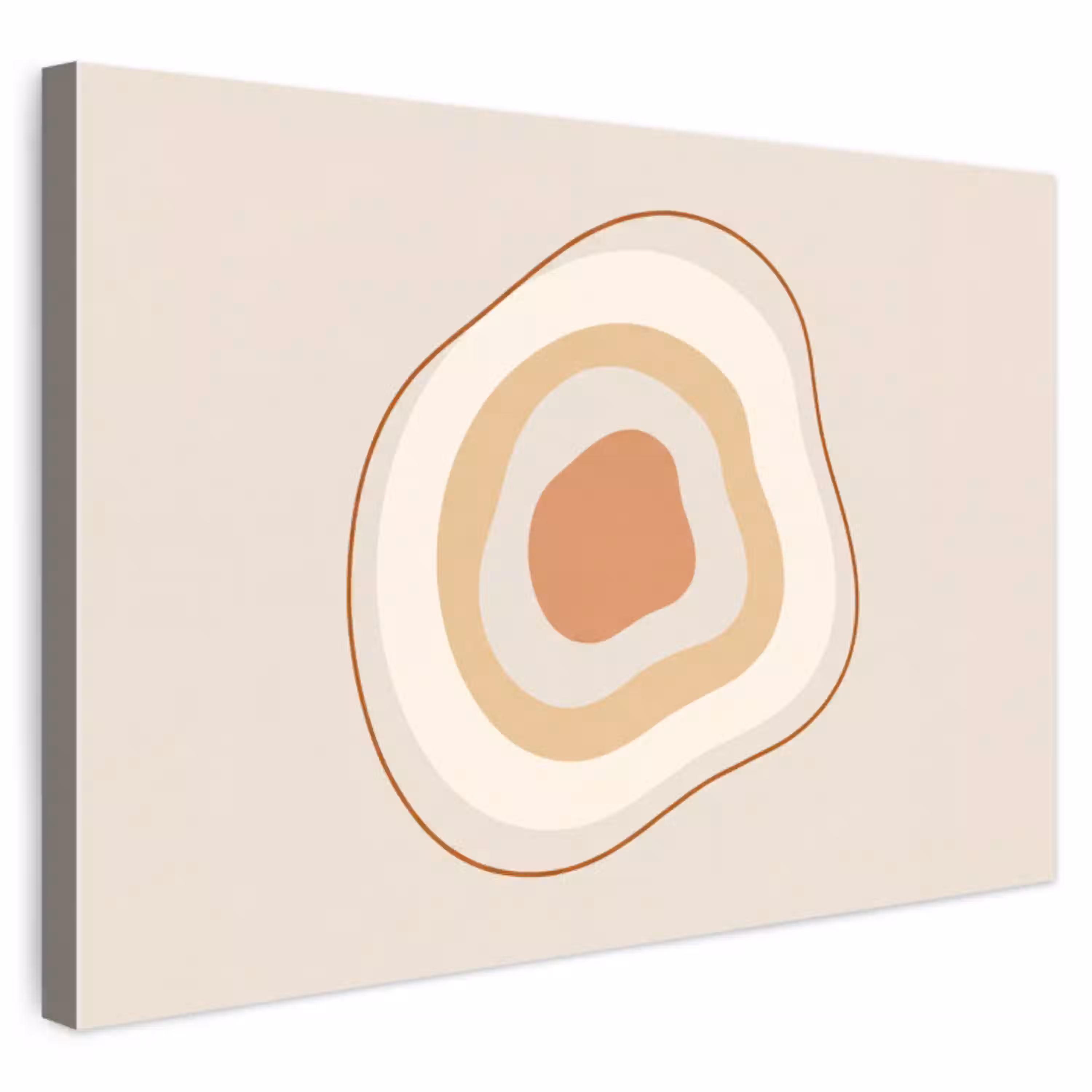 Abstract - Organisch - Modern - Beige - Kunst Tuinposter op houten frame 2 cm dik klein -3d
