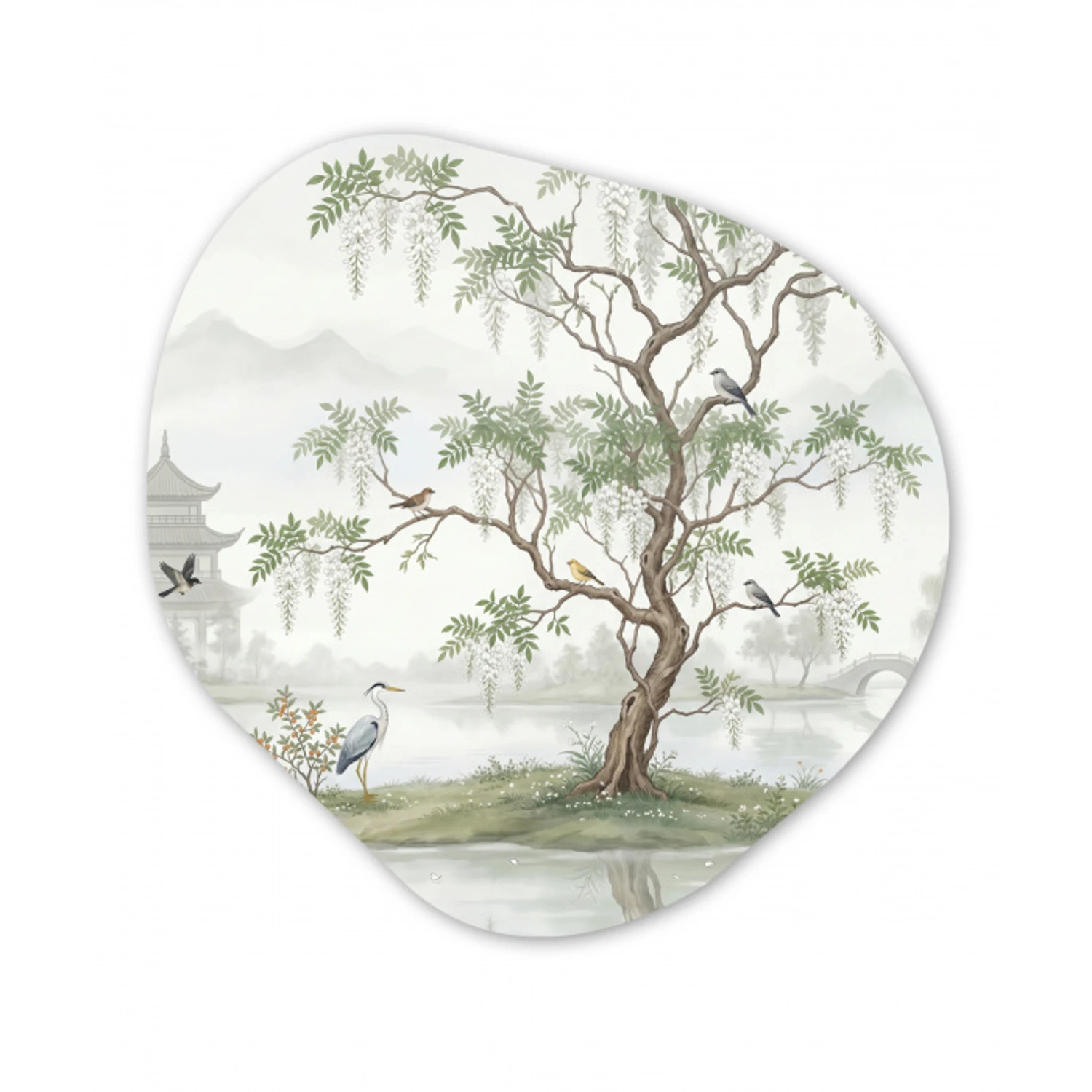 Reiger - Landschap - Groen Wandcirkel Organisch Forex 3mm klein -3d