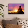 Zonsondergang - Horizon - Boeddha beeld - Buddha -  Silhouette canvas 2cm klein -sfeer1