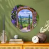 Doorkijk - Toscane - Landschap - Poort Wandcirkel Organisch Aluminium middel -sfeer2