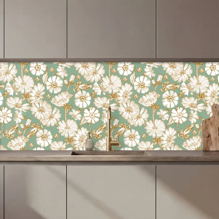 Bloem - Art nouveau - Design keuken achterwand 2 middel 871 zz_3dshopping