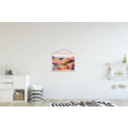 Golvende heuvels - Abstracte planten - Dromerig textielposter latten blank klein -kinderkamer