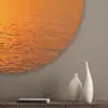 Zonsondergang - Zee - Lucht - Oranje - Horizon - Water Akoestische PET Vilt - Rond klein -sfeer5_closeup
