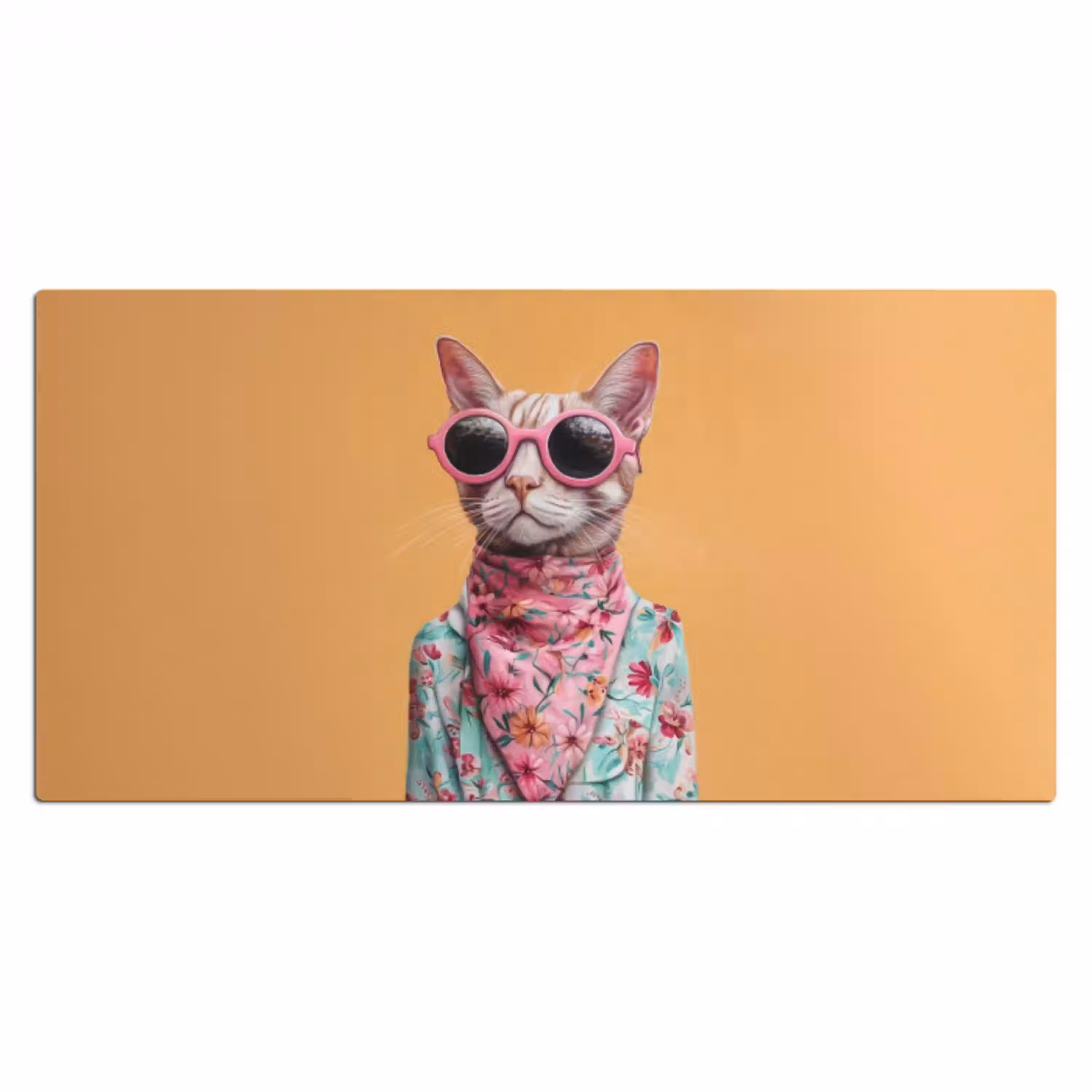 Zonnebril - Kat - Sjaal - Bloemen Muismat XXL klein -3d_leeg