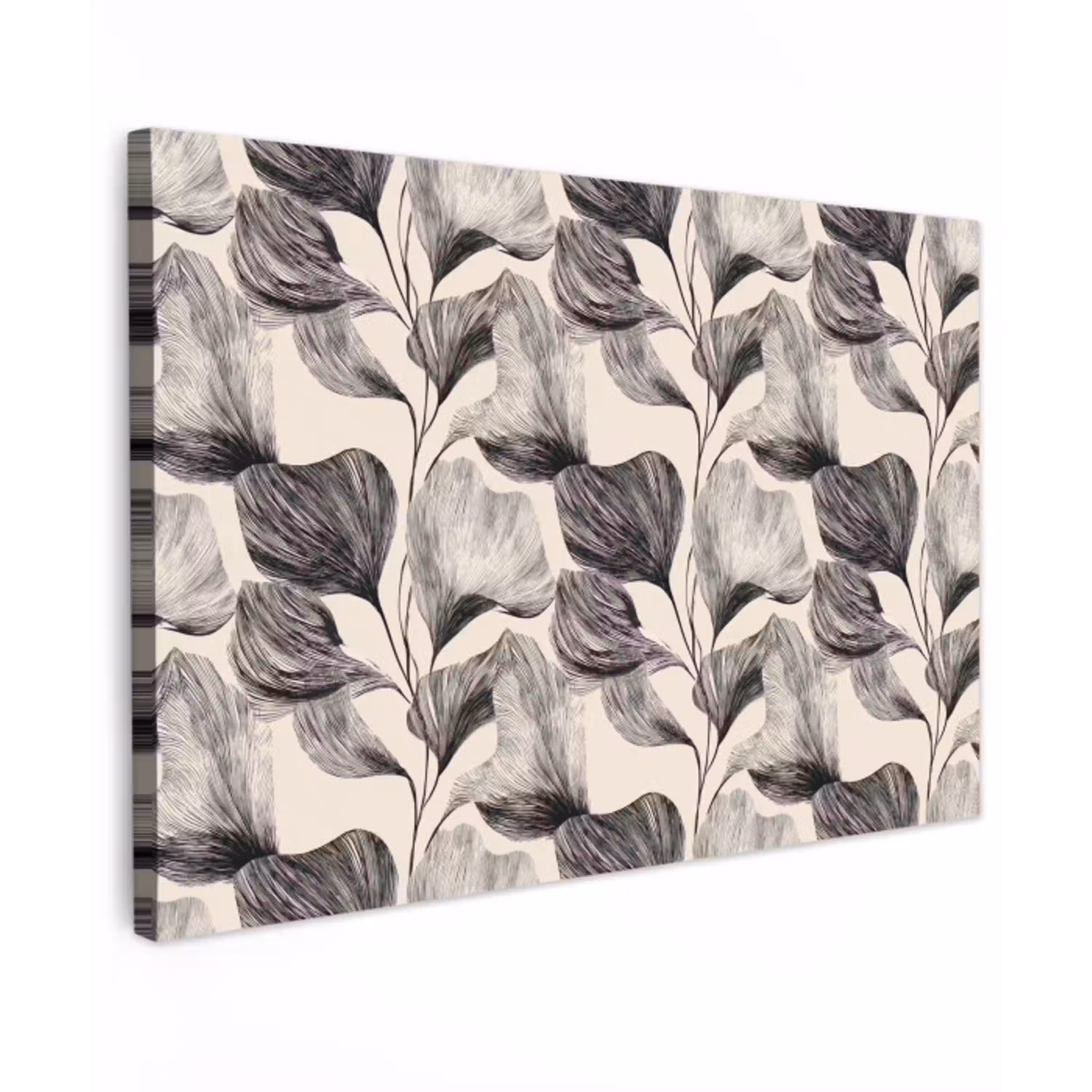 Botanisch - Bladeren - Zwart canvas 2cm klein 34 -z3d